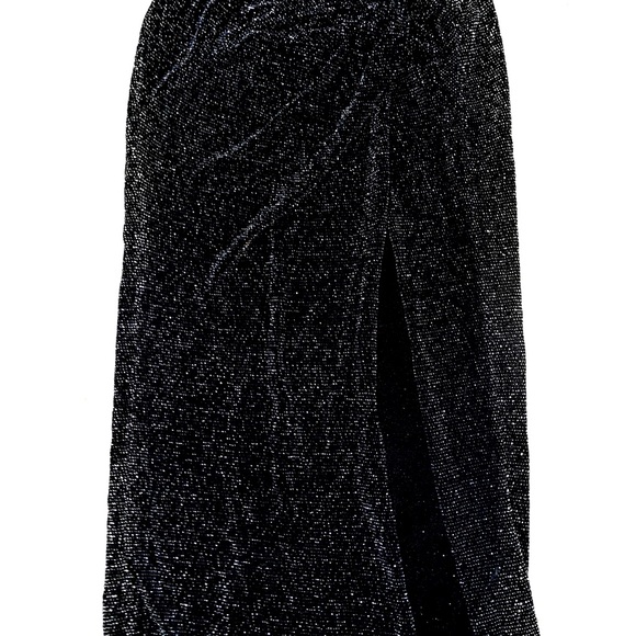 Twist Front Black Glitter Skirt - Picture 3 of 5